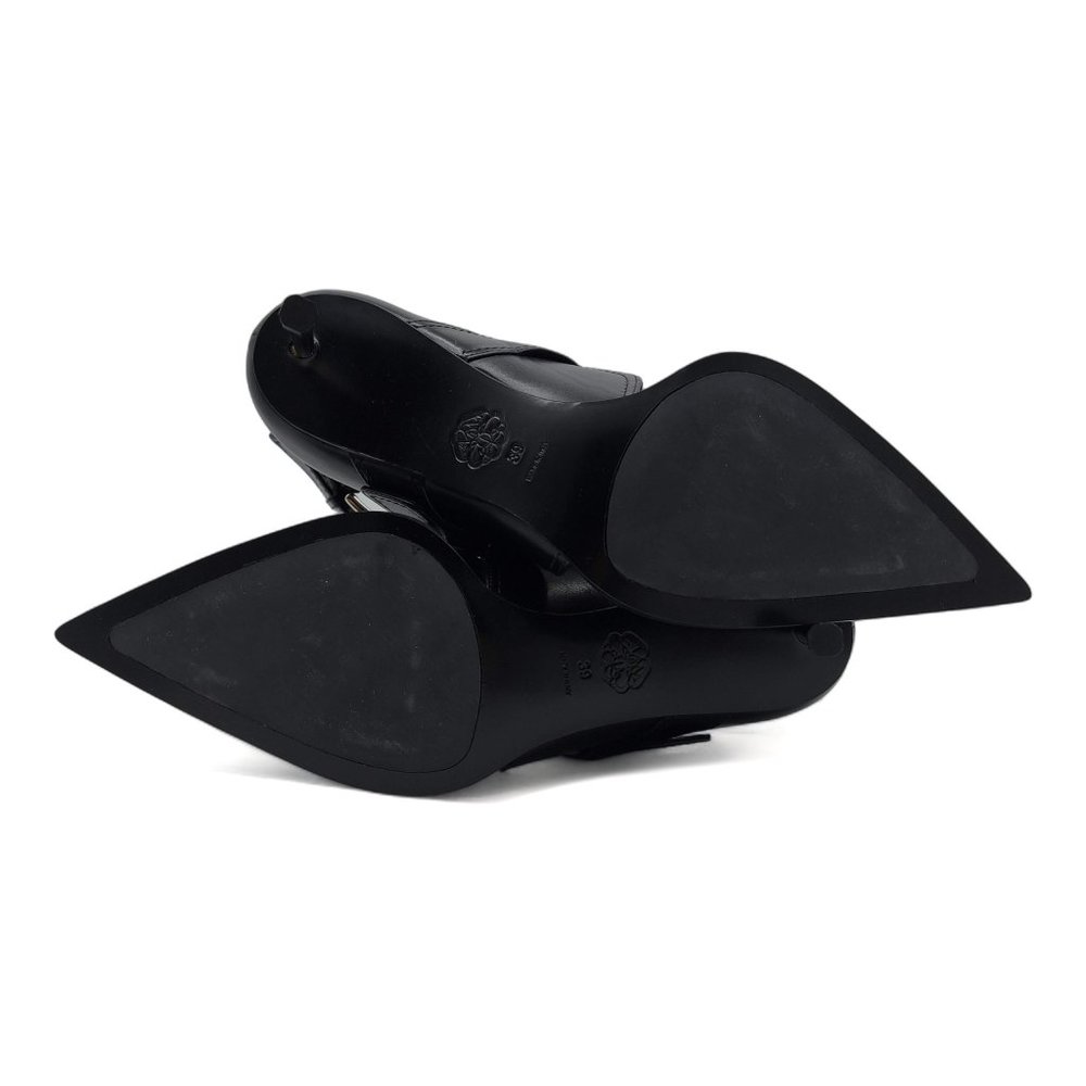 Alexander McQueen Cage Buckle Leather Ankle Booties Black - Picture 8 of 9